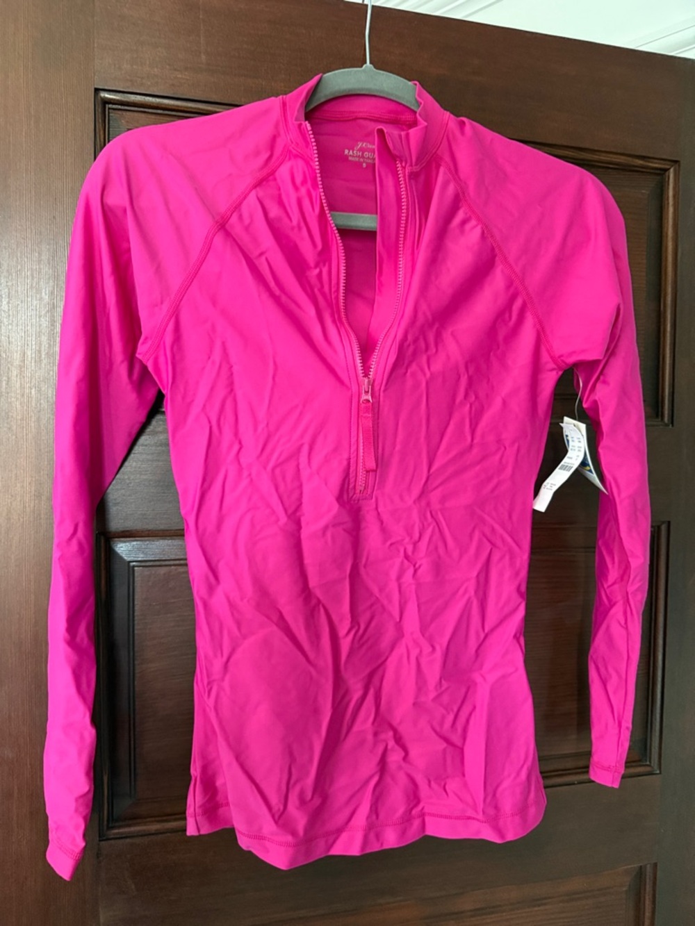 J. Crew Women's Long-Sleeve Half-Zip rash guard - Hot Pink